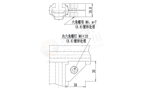 90°直角固定接头尺寸图