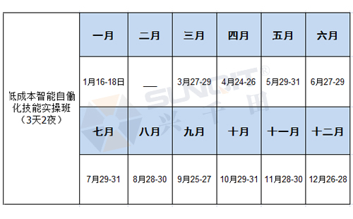 2019年最新LCIA低成本自动化课程时间表