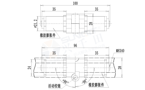 对向铰链组件尺寸图