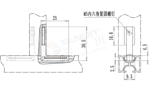 托盘型材内置固定件尺寸图