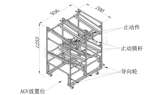 AGV周转车+物料架(单侧型)图纸