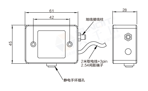 静电监控系统组件尺寸图