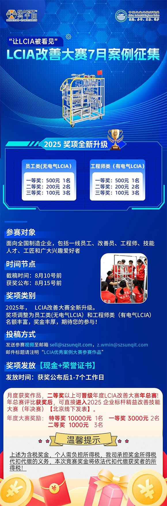 【征集令】| 低成本智能自働化（<a href='/zhinengyingyuan.htm' class='keys' title='点击查看关于LCIA的相关信息' target='_blank'>LCIA</a>）七月度案例大赛，案例征集!